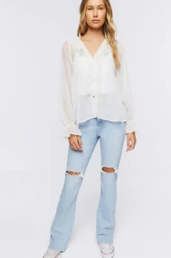 Ruffle-Trim Chiffon Top