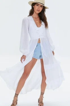 Ruffle-Trim Duster Kimono