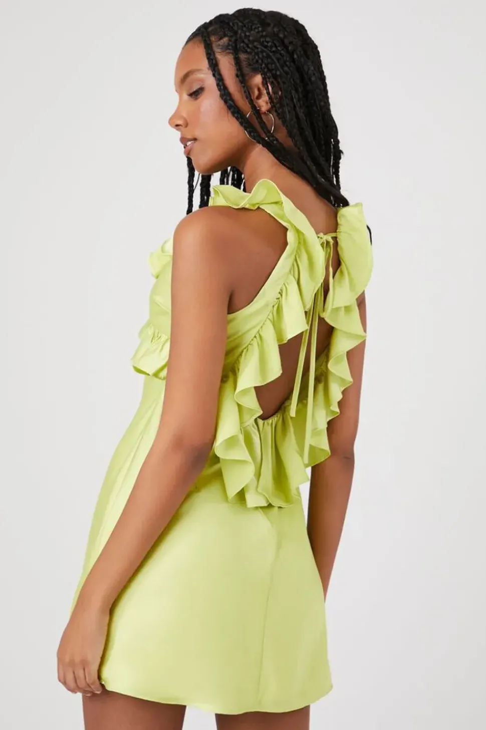Ruffle-Trim Satin Mini Dress