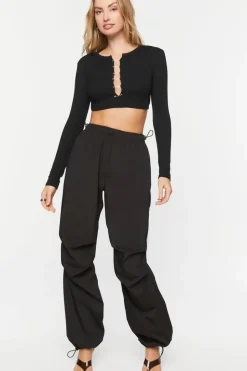 Safety Pin Cutout Crop Top