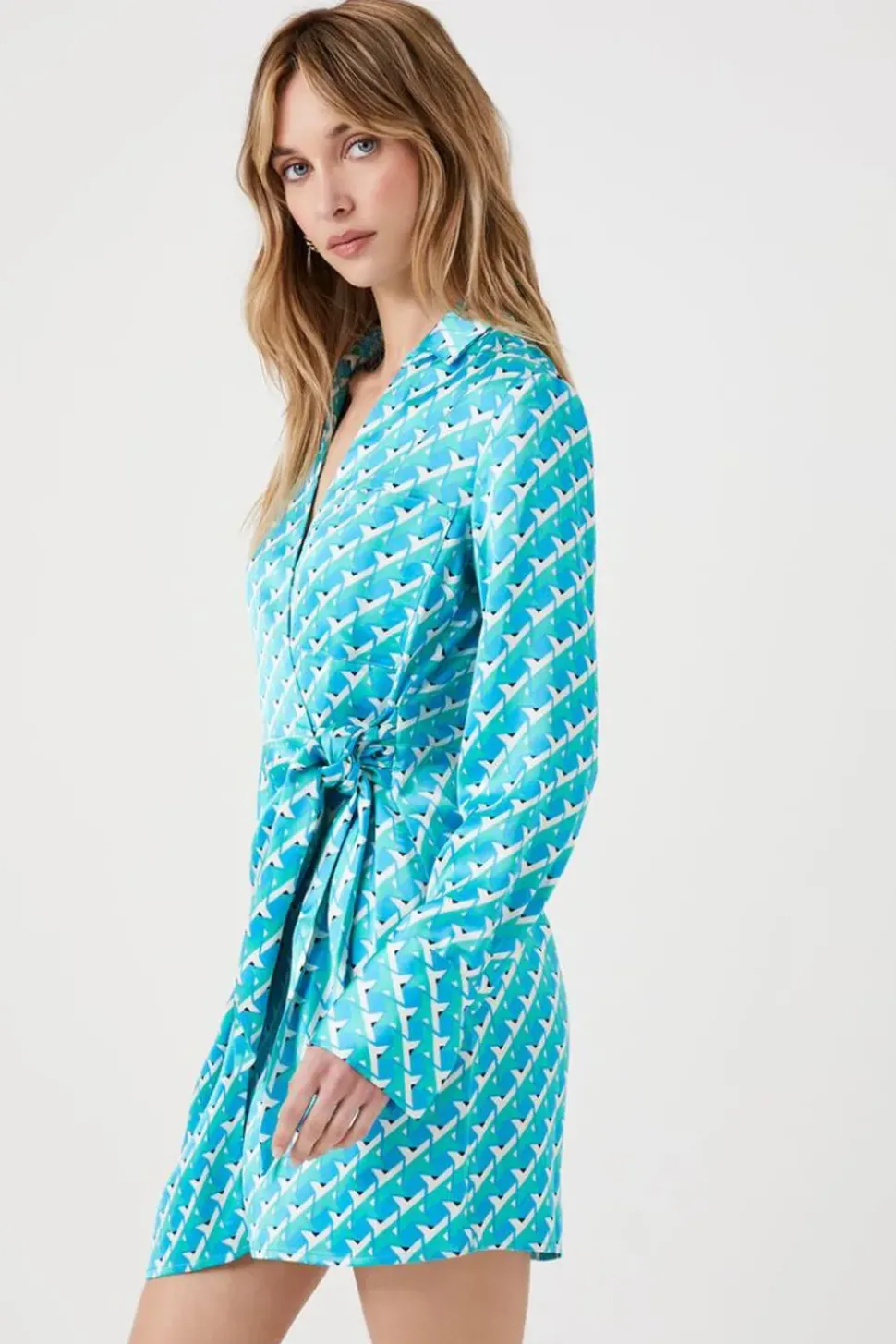 Satin Abstract Print Mini Dress