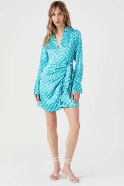 Satin Abstract Print Mini Dress