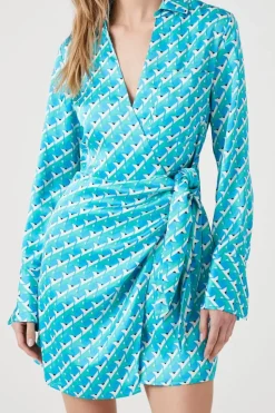 Satin Abstract Print Mini Dress