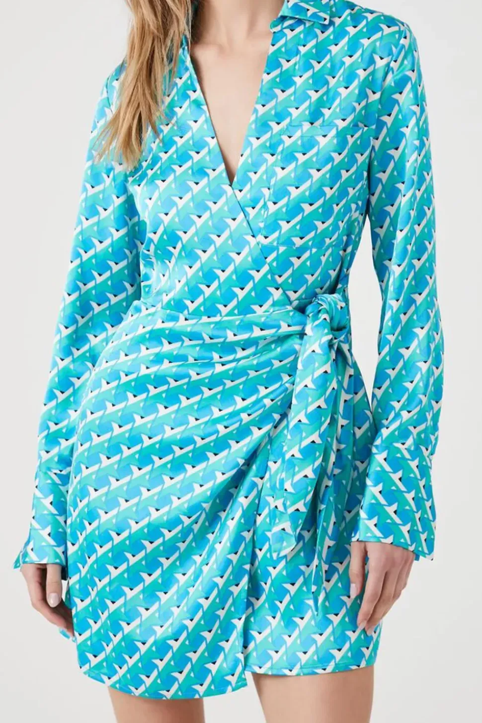 Satin Abstract Print Mini Dress