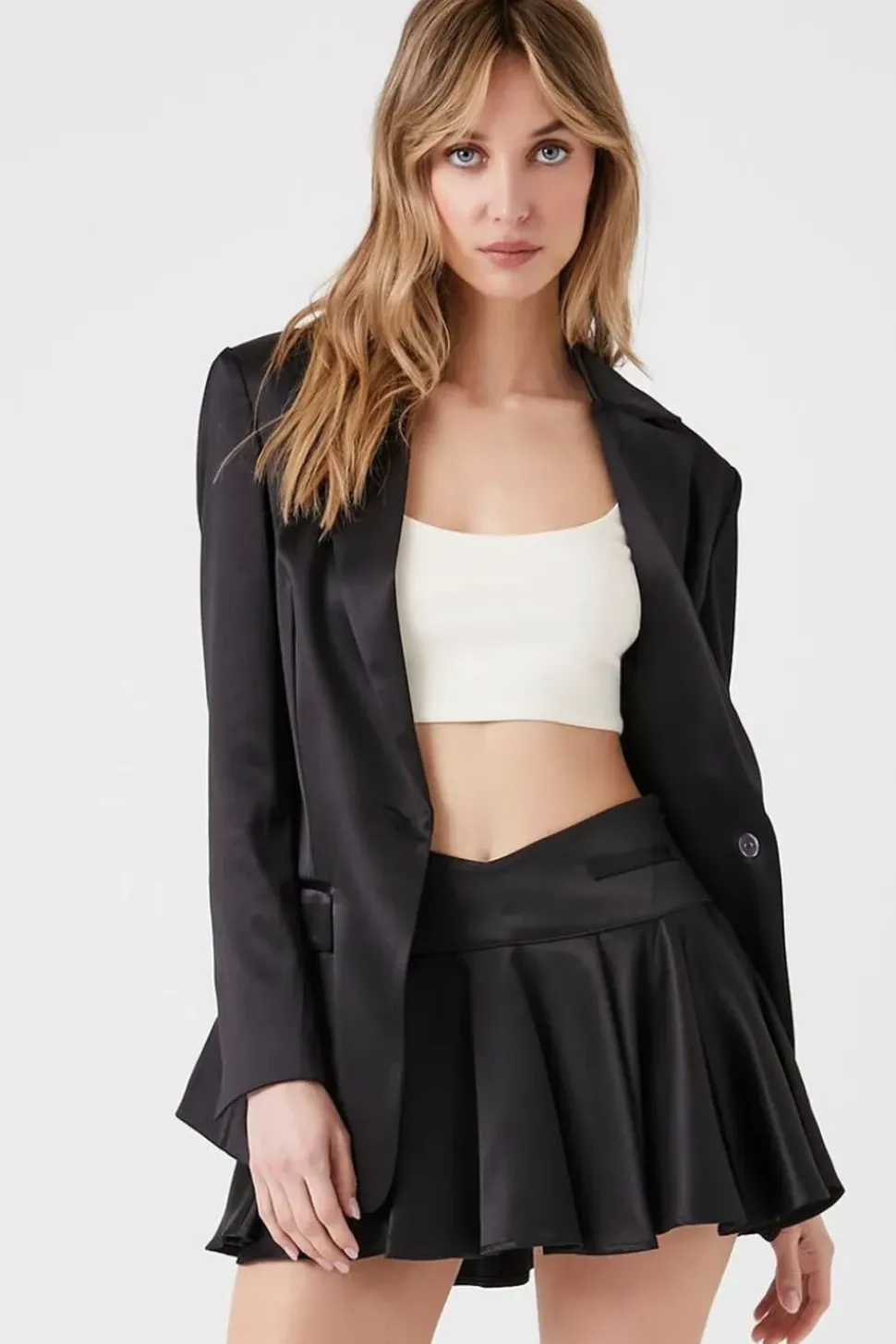 Satin A-Line Mini Skirt