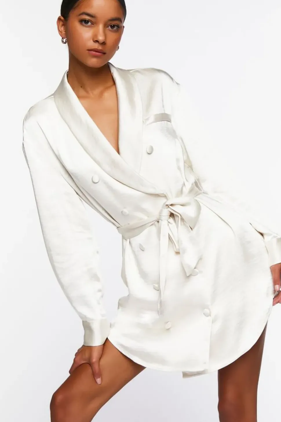 Satin Belted Blazer Mini Dress