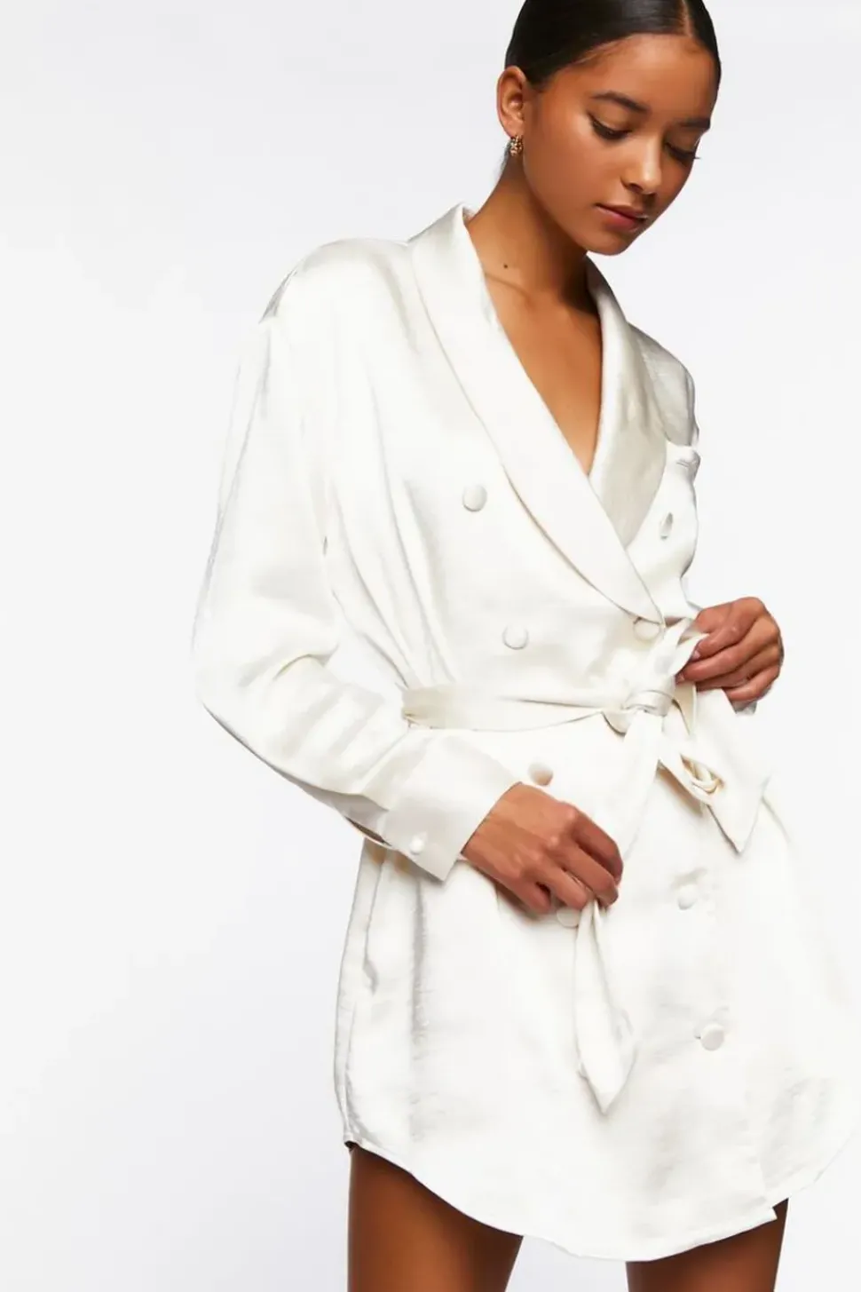 Satin Belted Blazer Mini Dress