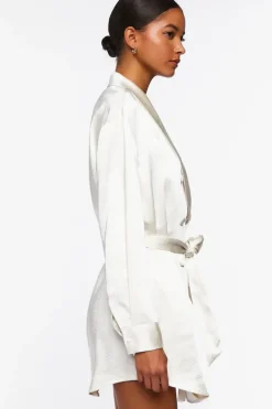 Satin Belted Blazer Mini Dress