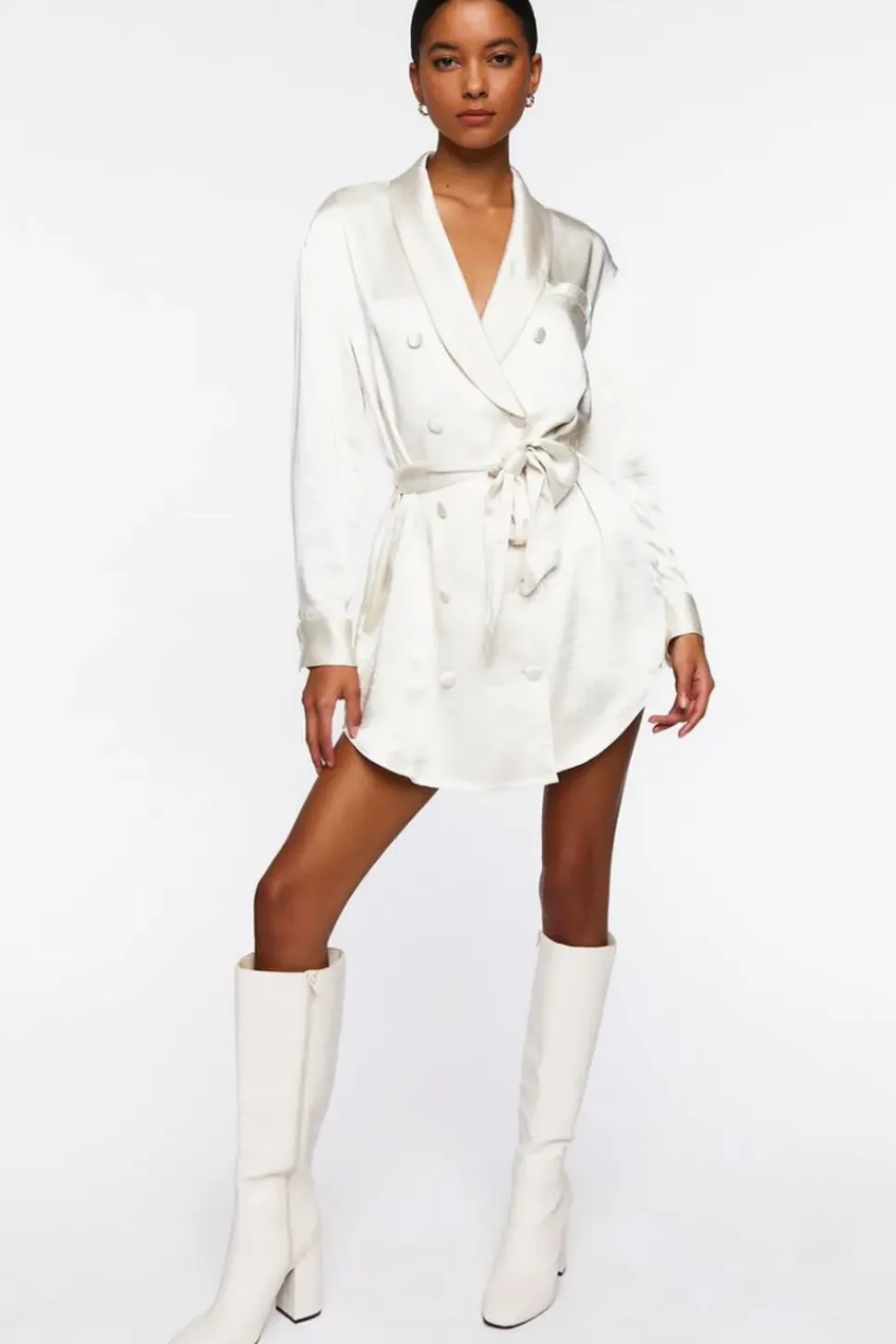 Satin Belted Blazer Mini Dress