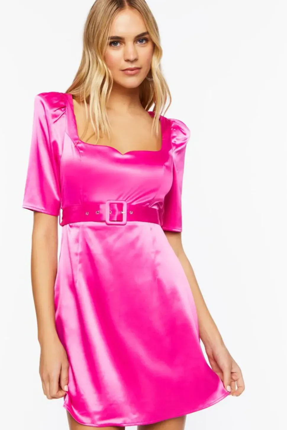 Satin Belted Mini Dress
