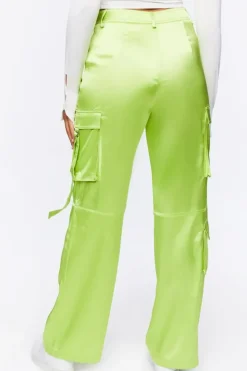 Satin Cargo Mid-Rise Pants