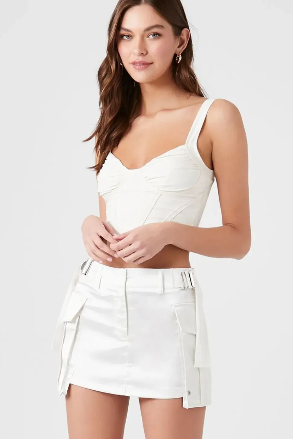 Satin Cargo Mini Skirt
