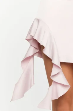 Satin Cascading Ruffle Tube Dress