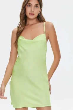 Satin Cowl Mini Slip Dress