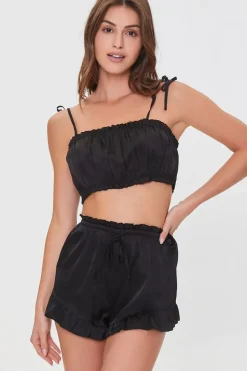 Satin Cropped Cami & Shorts Pajama Set