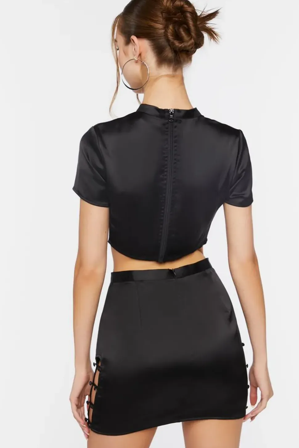 Satin Crop Top & Skirt Set
