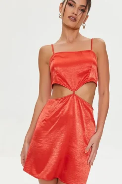 Satin Cutout Mini Dress