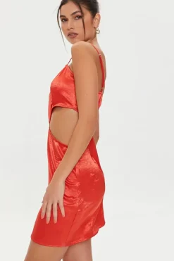Satin Cutout Mini Dress
