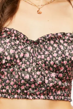 Satin Ditsy Floral Bustier Crop Top
