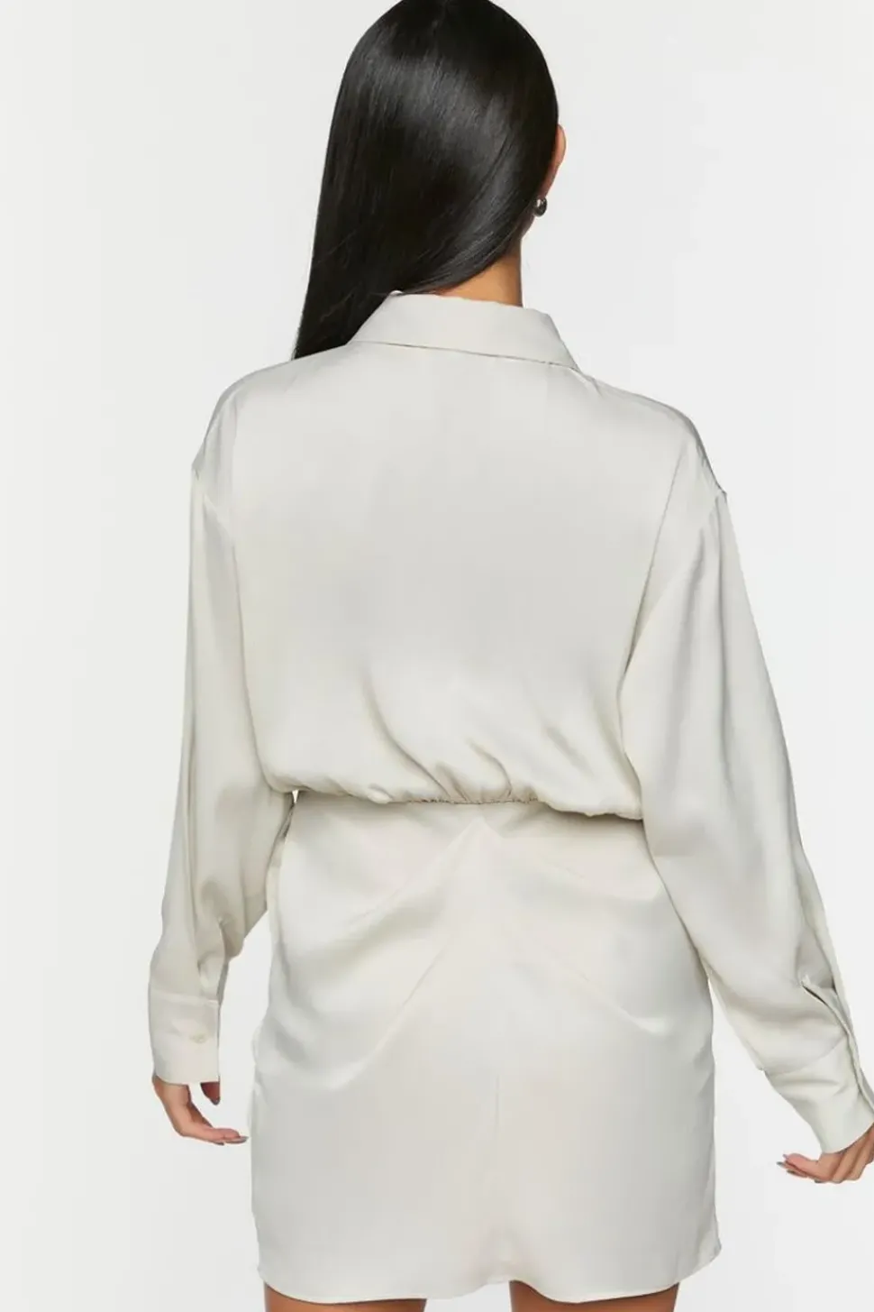 Satin Draped Shirt Dress