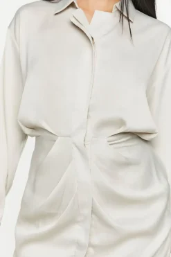 Satin Draped Shirt Dress