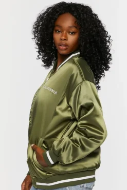 Satin Embroidered Bomber Jacket