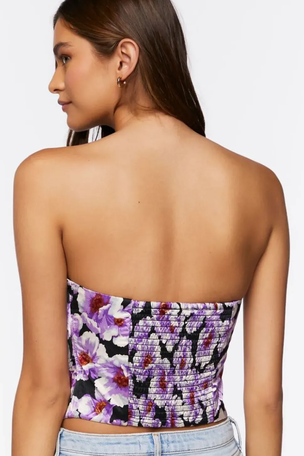 Satin Floral Bustier Tube Top