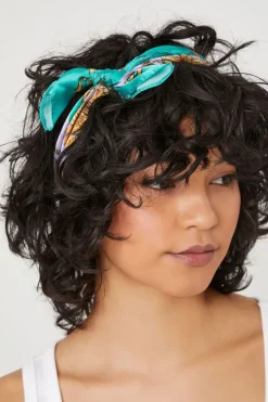 Satin Floral & Chain Print Hair Scarf