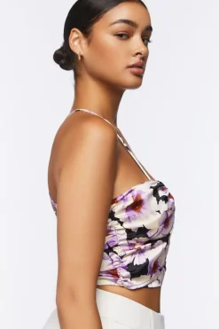 Satin Floral Cropped Cami