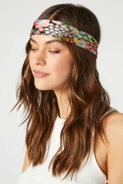 Satin Floral Print Headwrap