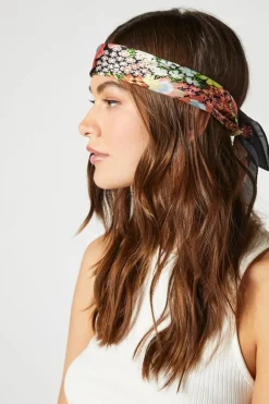 Satin Floral Print Headwrap