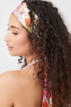 Satin Floral Print Headwrap