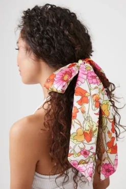Satin Floral Print Headwrap