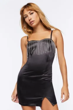 Satin Fringe Mini Dress
