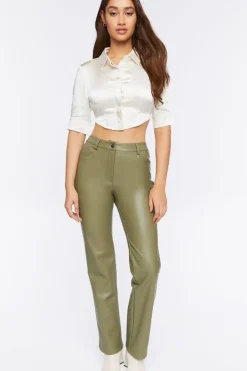 Satin Half-Sleeve Cropped Shirt