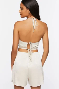 Satin Halter Cutout Romper