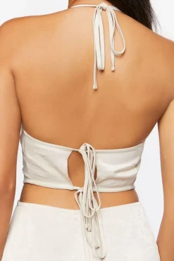 Satin Halter Cutout Romper
