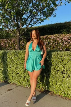 Satin Halter Mini Dress