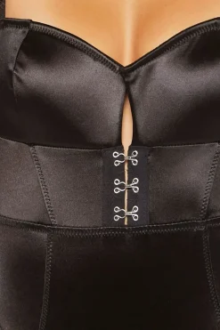 Satin Hook-And-Eye Lingerie Bodysuit