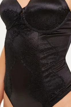 Satin Lace Lingerie Bodysuit