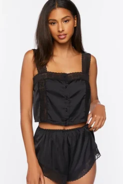 Satin Lace Tank Top & Shorts Lounge Set