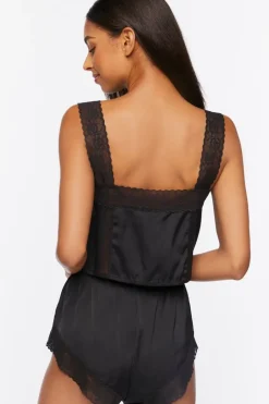 Satin Lace Tank Top & Shorts Lounge Set