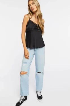 Satin Lace-Trim Cami