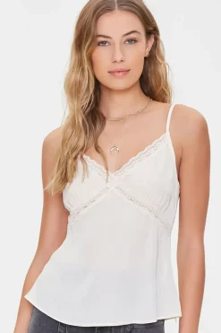 Satin Lace-Trim Cami