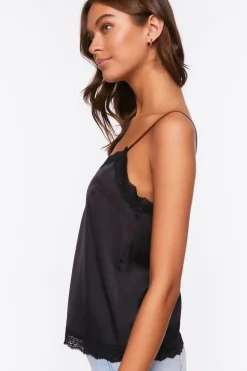 Satin Lace-Trim Cami