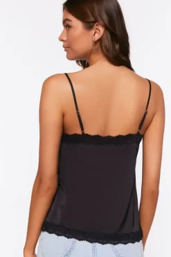 Satin Lace-Trim Cami