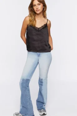 Satin Lace-Trim Cami