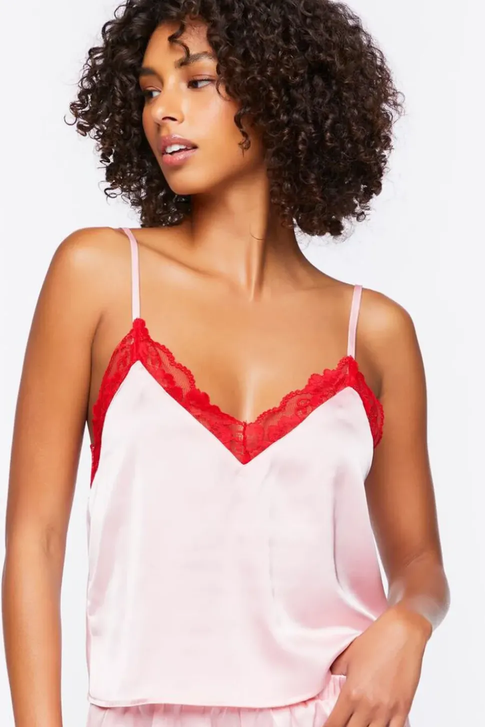 Satin Lace-Trim Cami & Shorts Pajama Set