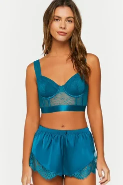 Satin Lace-Trim Lingerie Shorts