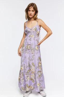 Satin Lace-Trim Midi Dress